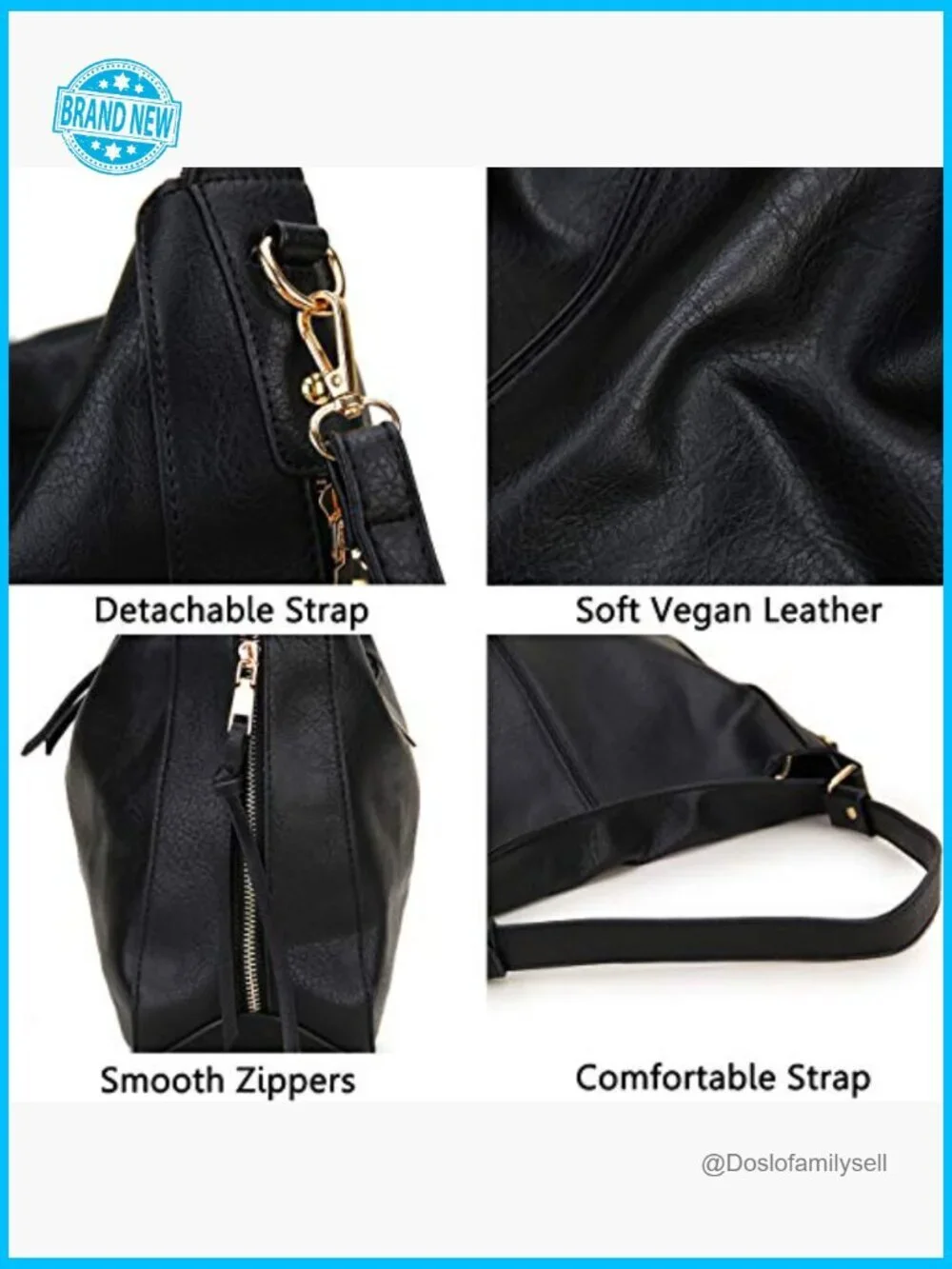 Faux Leather Hobo Bag Medium Shoulder Tote with Side Pockets Work Travel